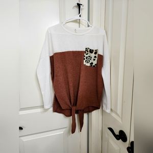 Women's Tie-front Cheetah Sweater